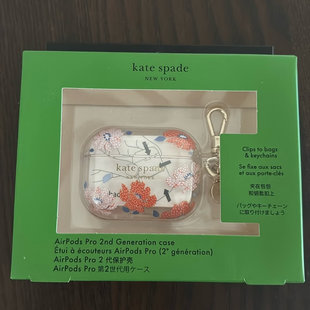 NWT Kate Spade Clear Floral AirPods Pro 2nd Generation Case